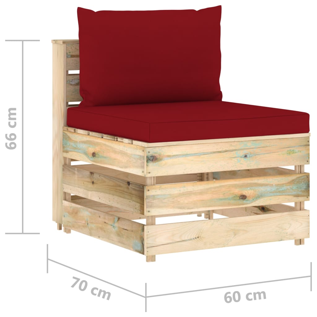 vidaXL 6-delige Loungeset met kussens groen geïmpregneerd hout