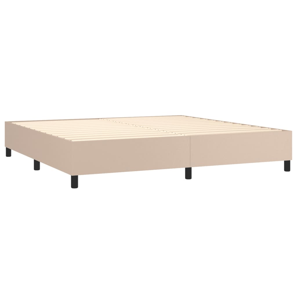 vidaXL Boxspring met matras en LED kunstleer cappuccinokleur 200x200cm