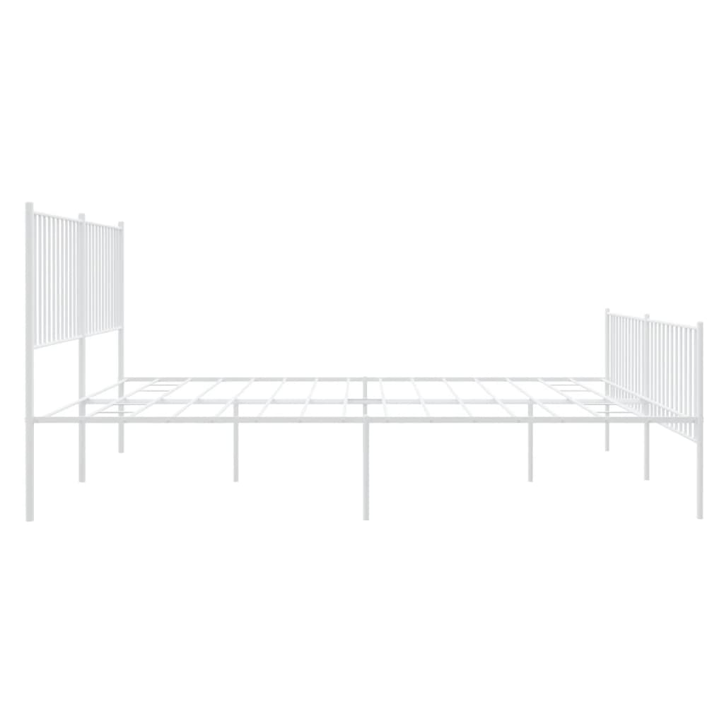 vidaXL Bedframe met hoofd- en voeteneinde metaal wit 180x200 cm