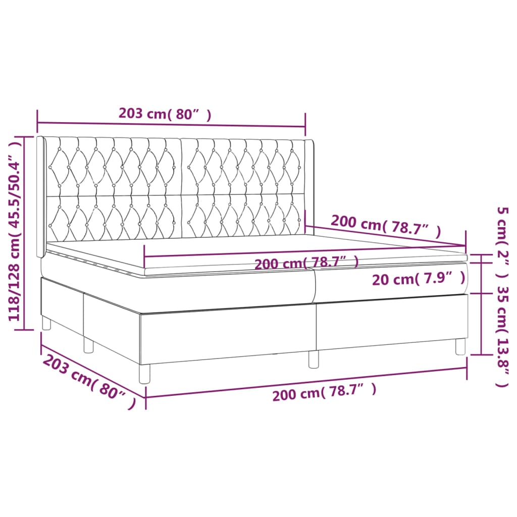 vidaXL Boxspring met matras en LED fluweel donkergroen 200x200 cm