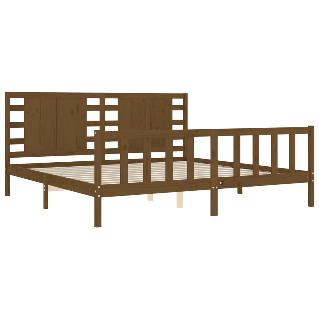 vidaXL Bedframe met hoofdbord massief hout honingbruin 200x200 cm