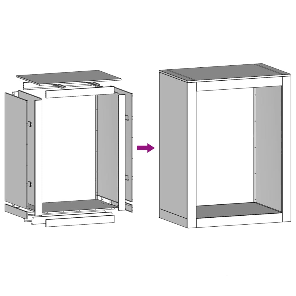 vidaXL Haardhoutrek 60x40x80 cm staal wit