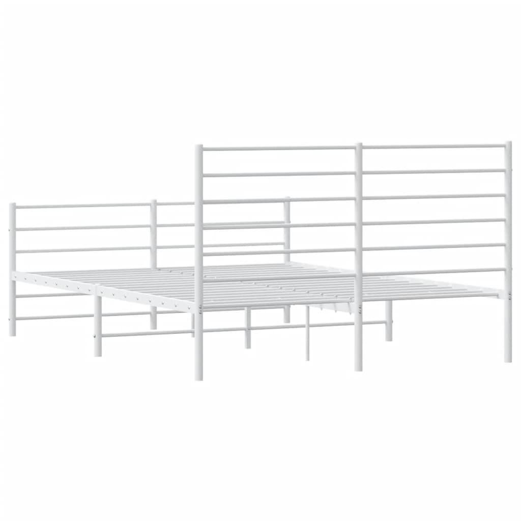 vidaXL Bedframe met hoofd- en voeteneinde metaal wit 120x200 cm