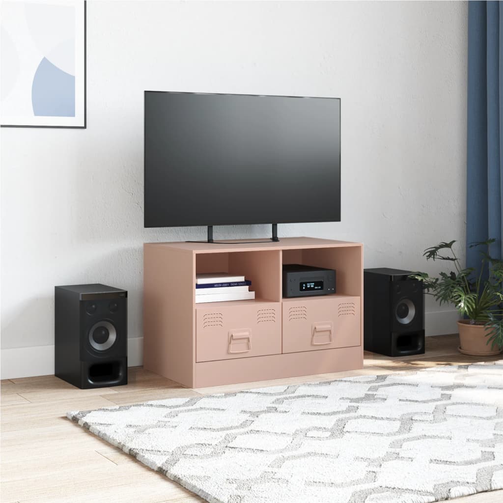 vidaXL Tv-meubel 67x39x44 cm staal roze