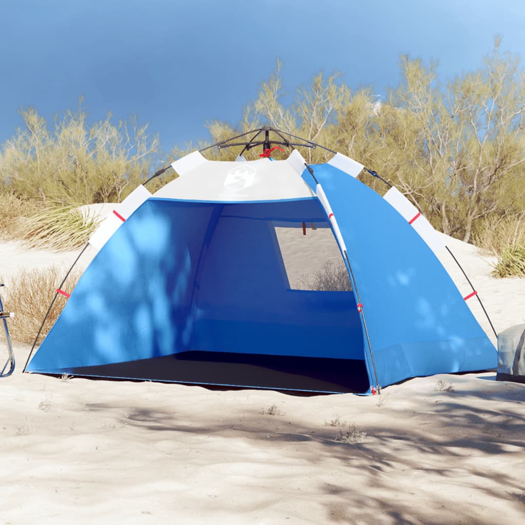 vidaXL Strandtent 2-persoons waterdicht snelontgrendeling azuurblauw