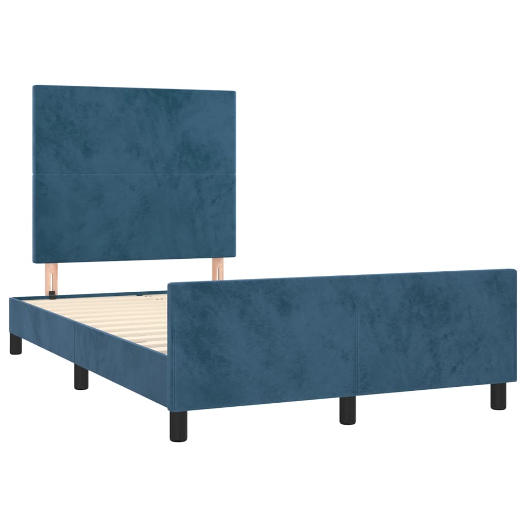 vidaXL Bedframe met hoofdbord fluweel donkerblauw 120x190 cm