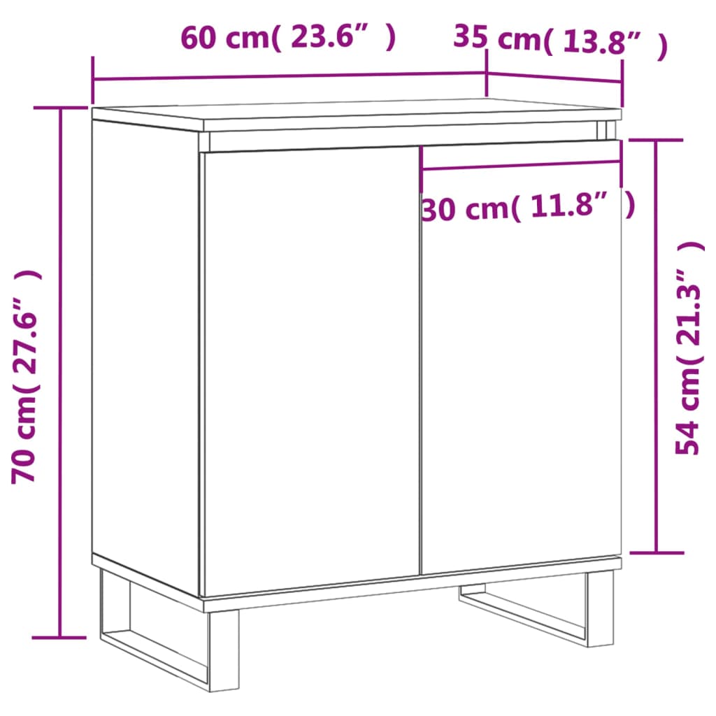 vidaXL Dressoir 60x30x75 cm bewerkt hout grijs sonoma eikenkleurig