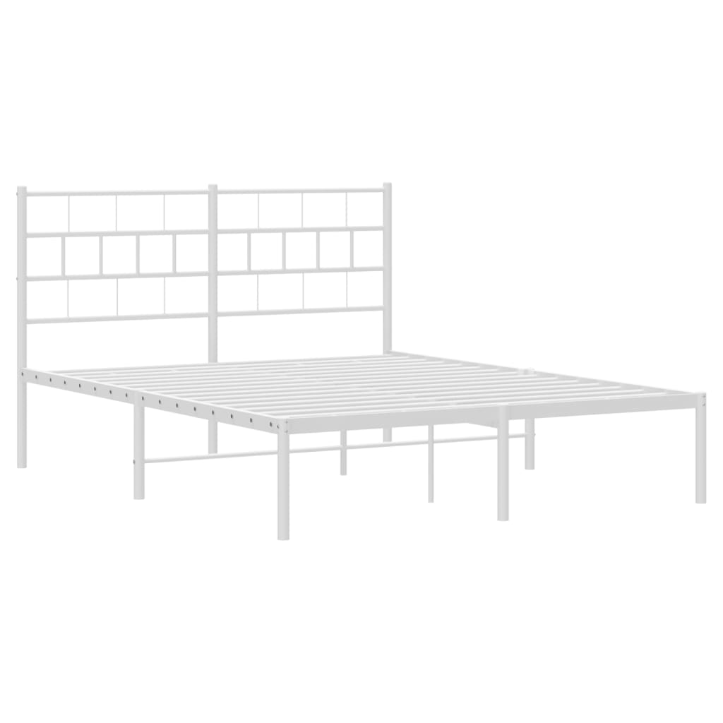 vidaXL Bedframe met hoofdbord metaal wit 135x190 cm