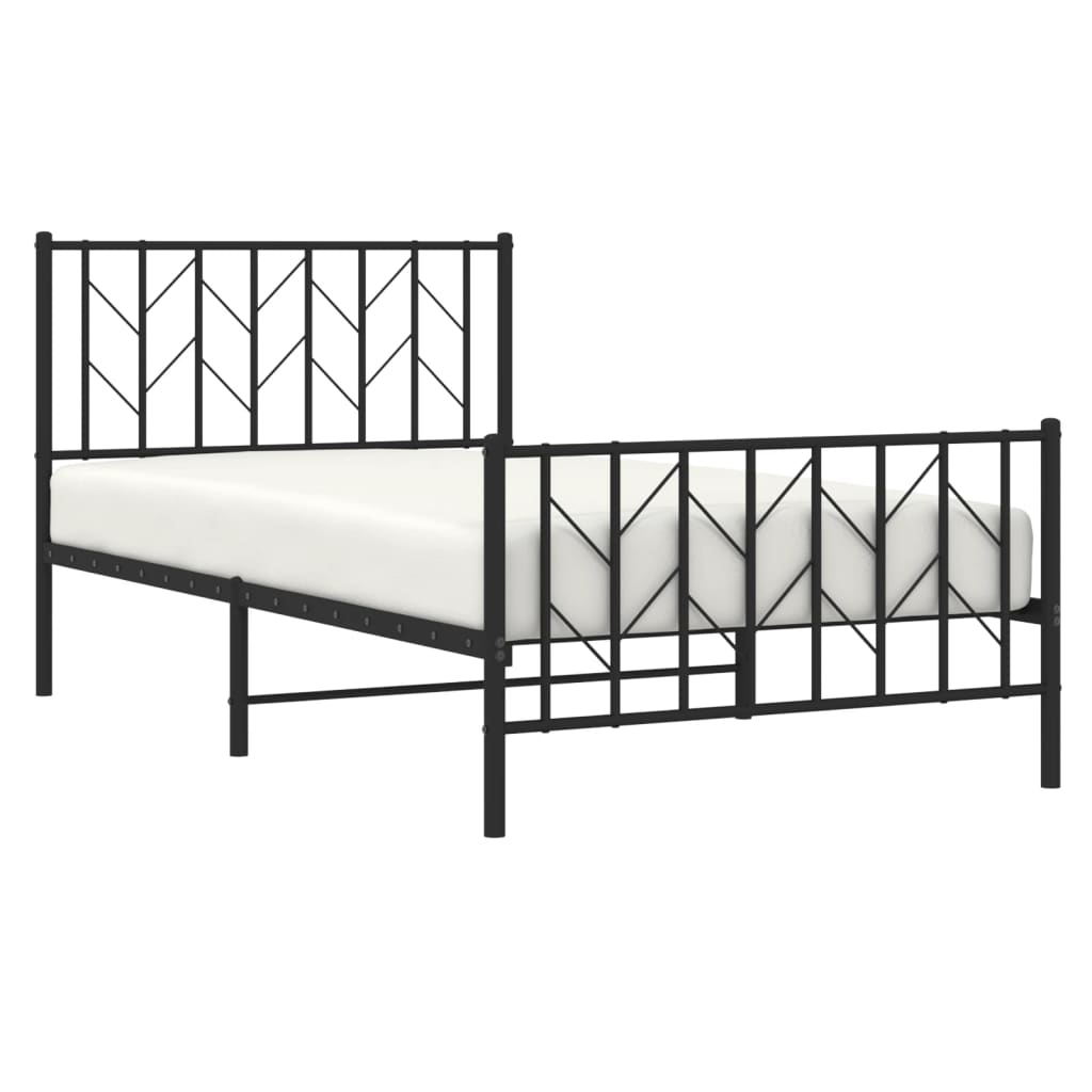 vidaXL Bedframe met hoofd- en voeteneinde metaal zwart 100x200 cm