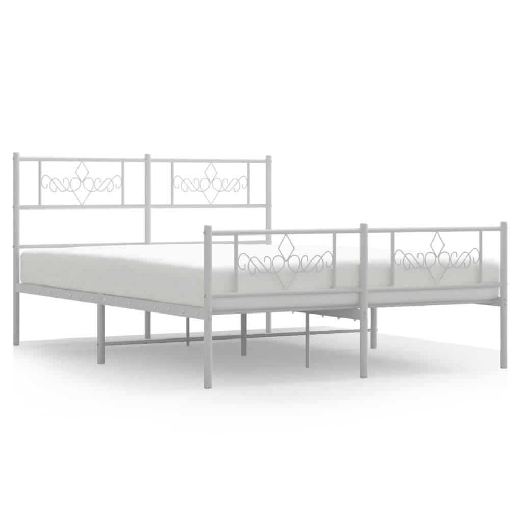 vidaXL Bedframe met hoofd- en voeteneinde metaal wit 120x200 cm