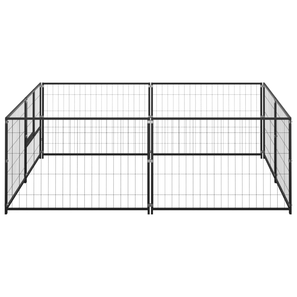 vidaXL Hondenkennel 4 m² staal zwart