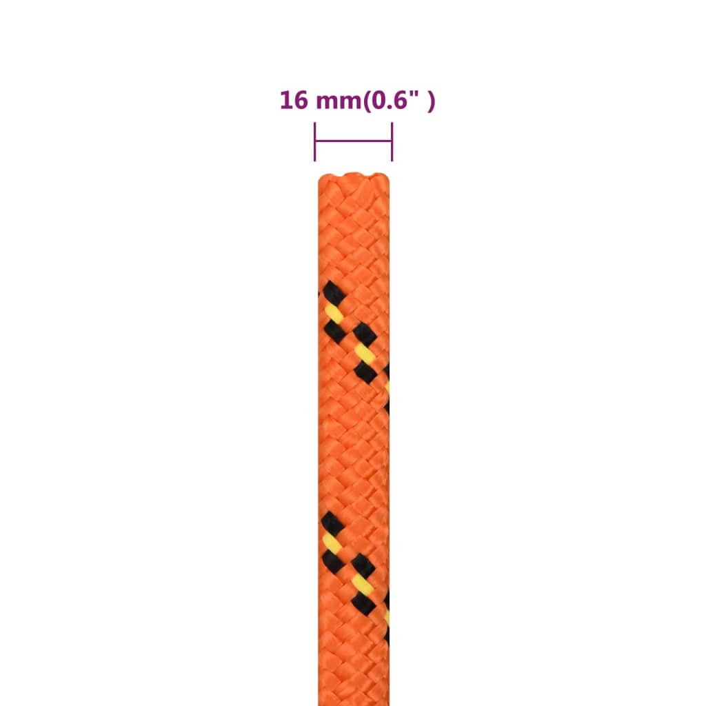 vidaXL Boottouw 16 mm 100 m polypropyleen oranje