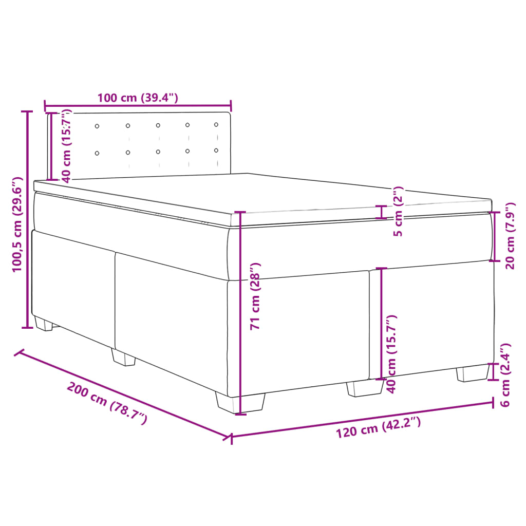 vidaXL Boxspring met matras kunstleer zwart 120x200 cm