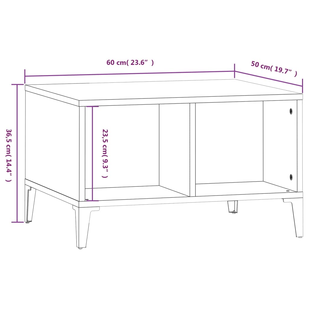 vidaXL Salontafel 60x50x36,5 cm bewerkt hout zwart