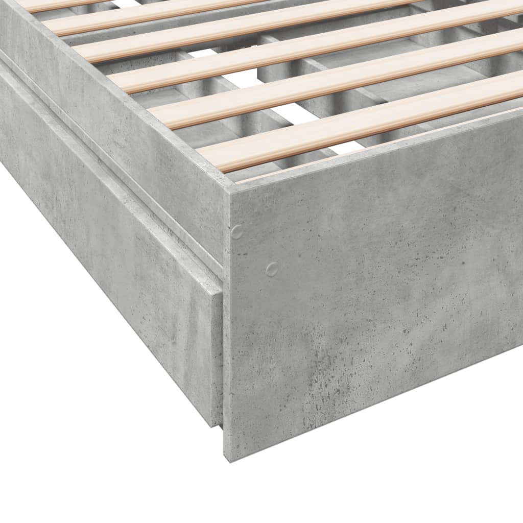 vidaXL Bedframe met lades bewerkt hout betongrijs 100x200 cm