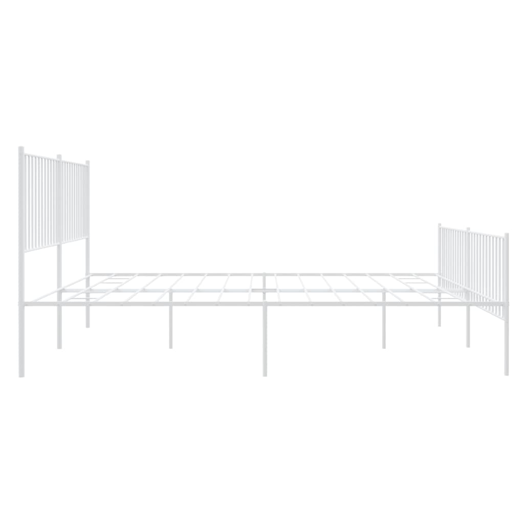 vidaXL Bedframe met hoofd- en voeteneinde metaal wit 183x213 cm