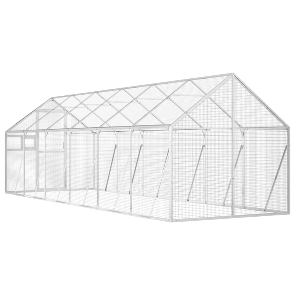 vidaXL Volière 1,79x6x1,85 m aluminium zilverkleurig