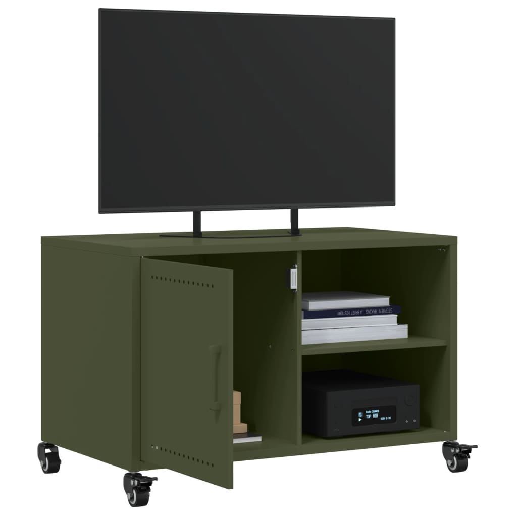 vidaXL Tv-meubel 68x39x43,5 cm staal olijfgroen