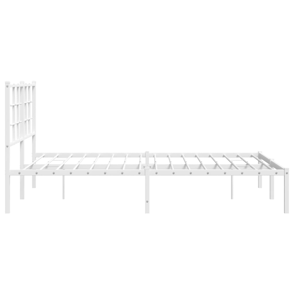 vidaXL Bedframe met hoofdbord metaal wit 135x190 cm