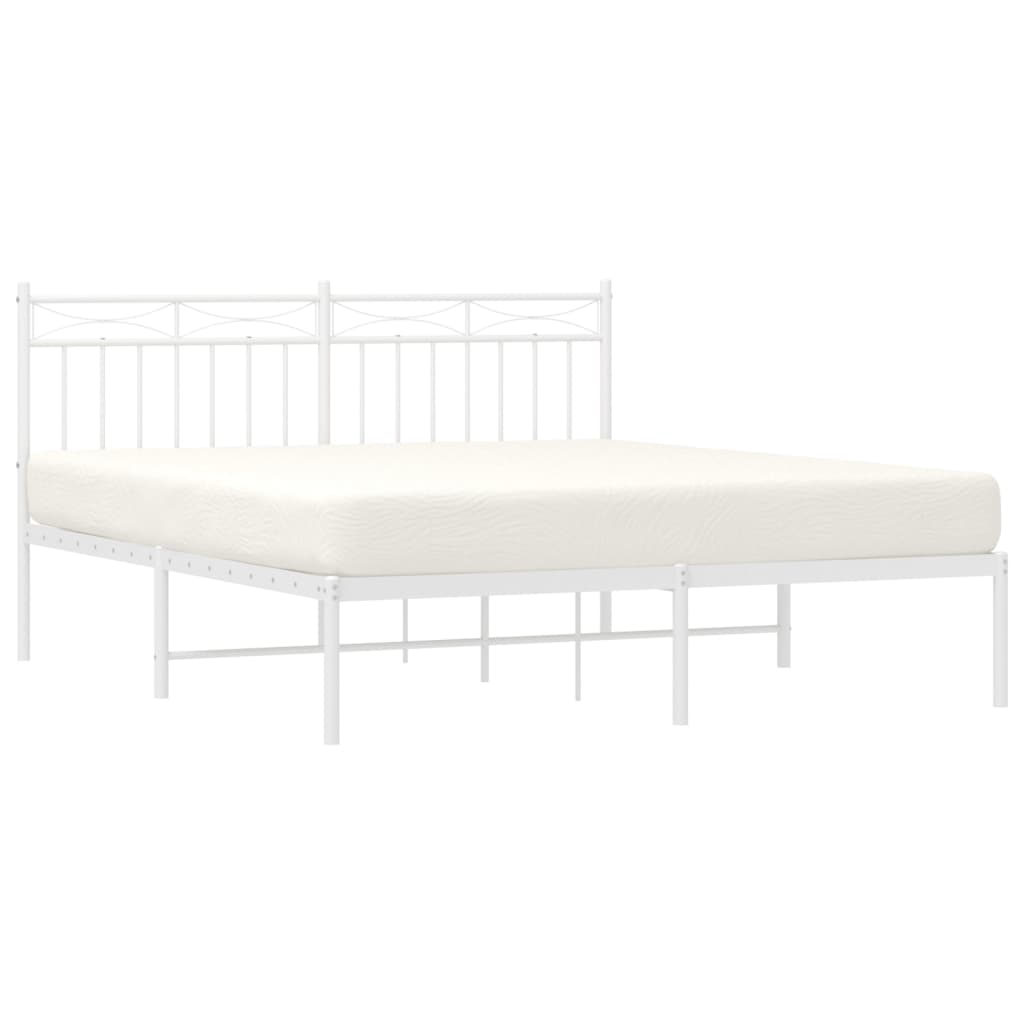 vidaXL Bedframe met hoofdbord metaal wit 150x200 cm