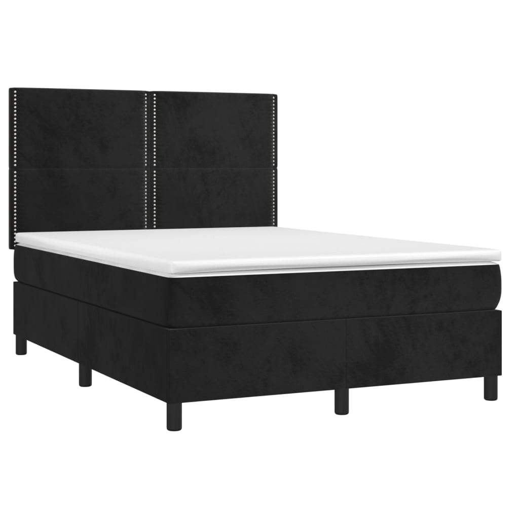 vidaXL Boxspring met matras en LED fluweel zwart 140x190 cm