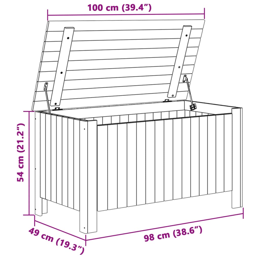 vidaXL Opbergbox met deksel RANA 100x49x54 cm massief grenenhout wit