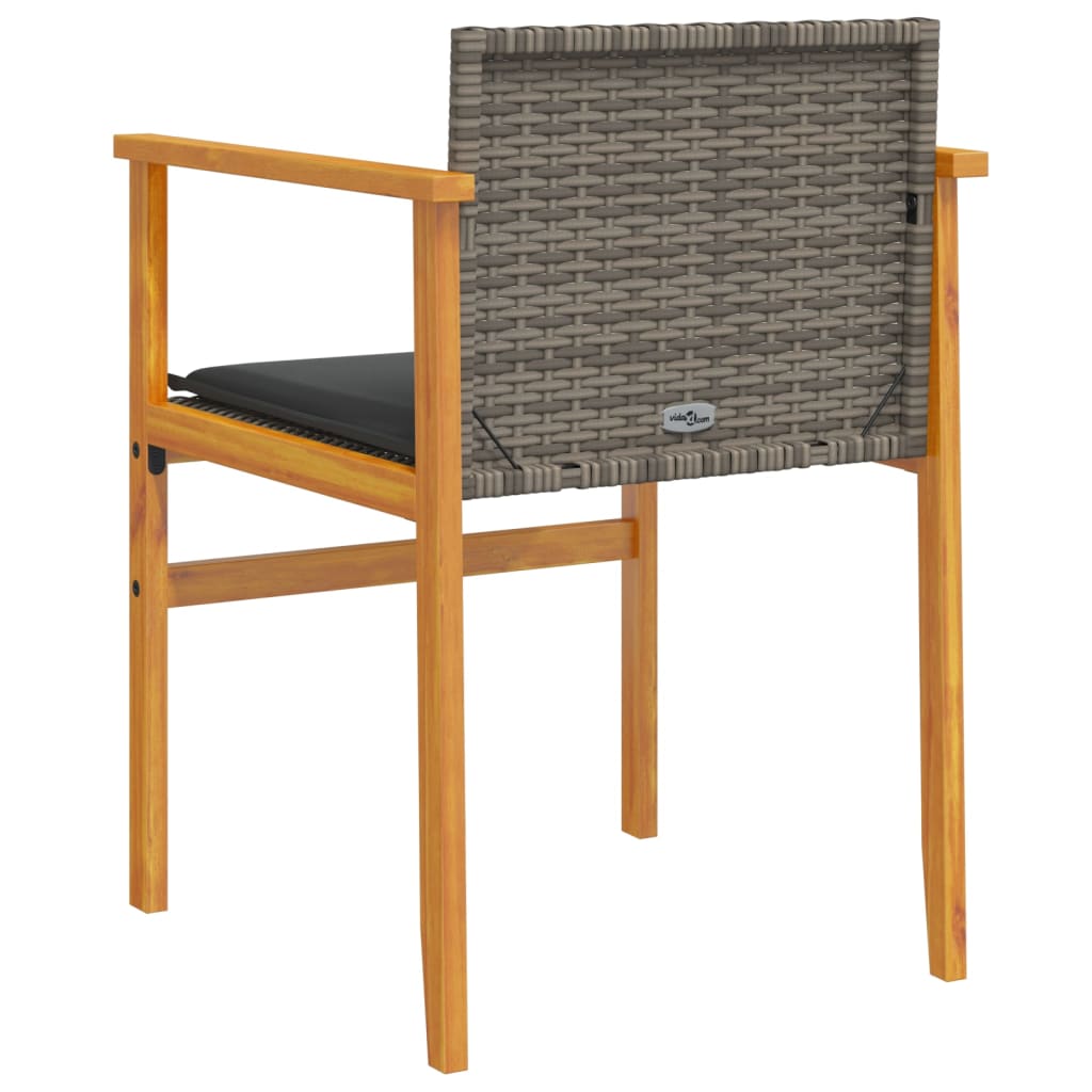 vidaXL Tuinstoelen 2 st met kussens poly rattan en massief hout grijs