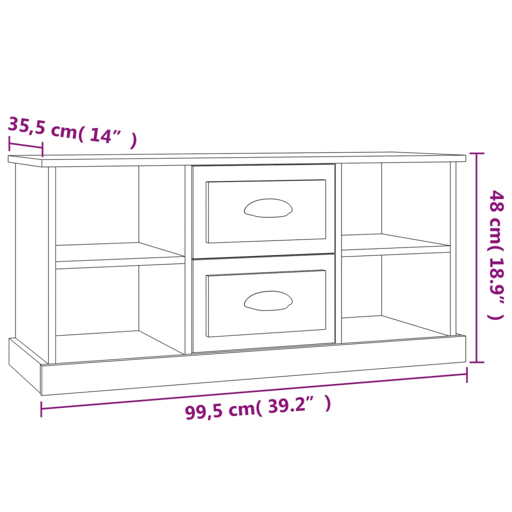 vidaXL Tv-meubel 99,5x35,5x48 cm bewerkt hout zwart