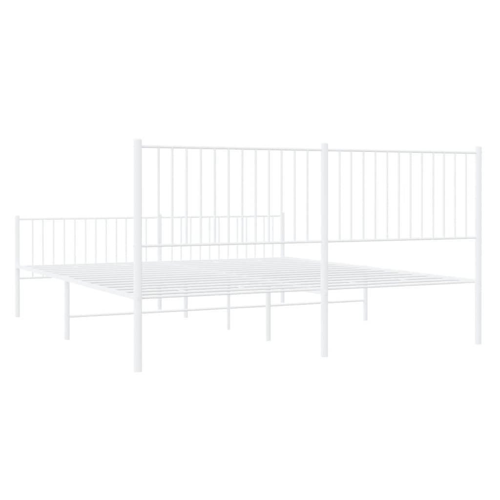 vidaXL Bedframe met hoofd- en voeteneinde metaal wit 200x200 cm