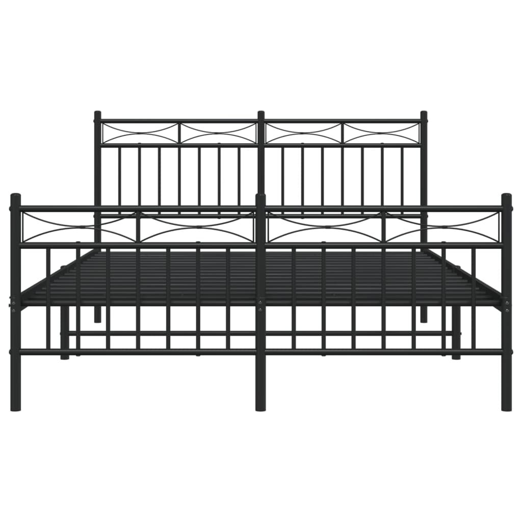 vidaXL Bedframe met hoofd- en voeteneinde metaal zwart 140x190 cm