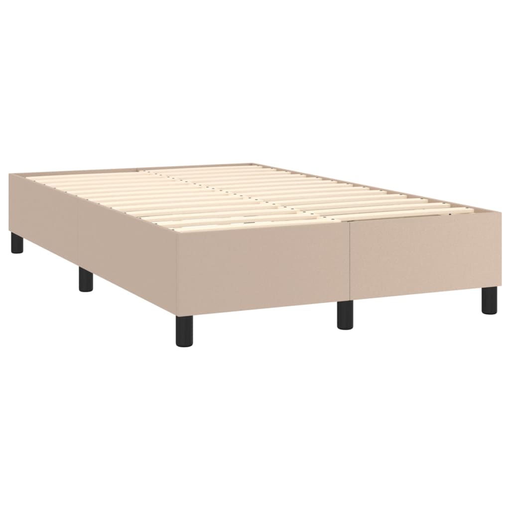 vidaXL Boxspring met matras kunstleer cappuccinokleurig 120x200 cm