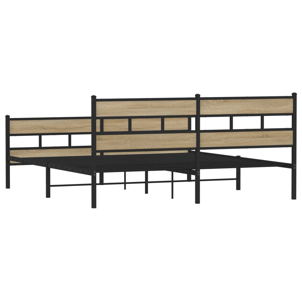 vidaXL Bedframe zonder matras metaal sonoma eikenkleurig 183x213 cm