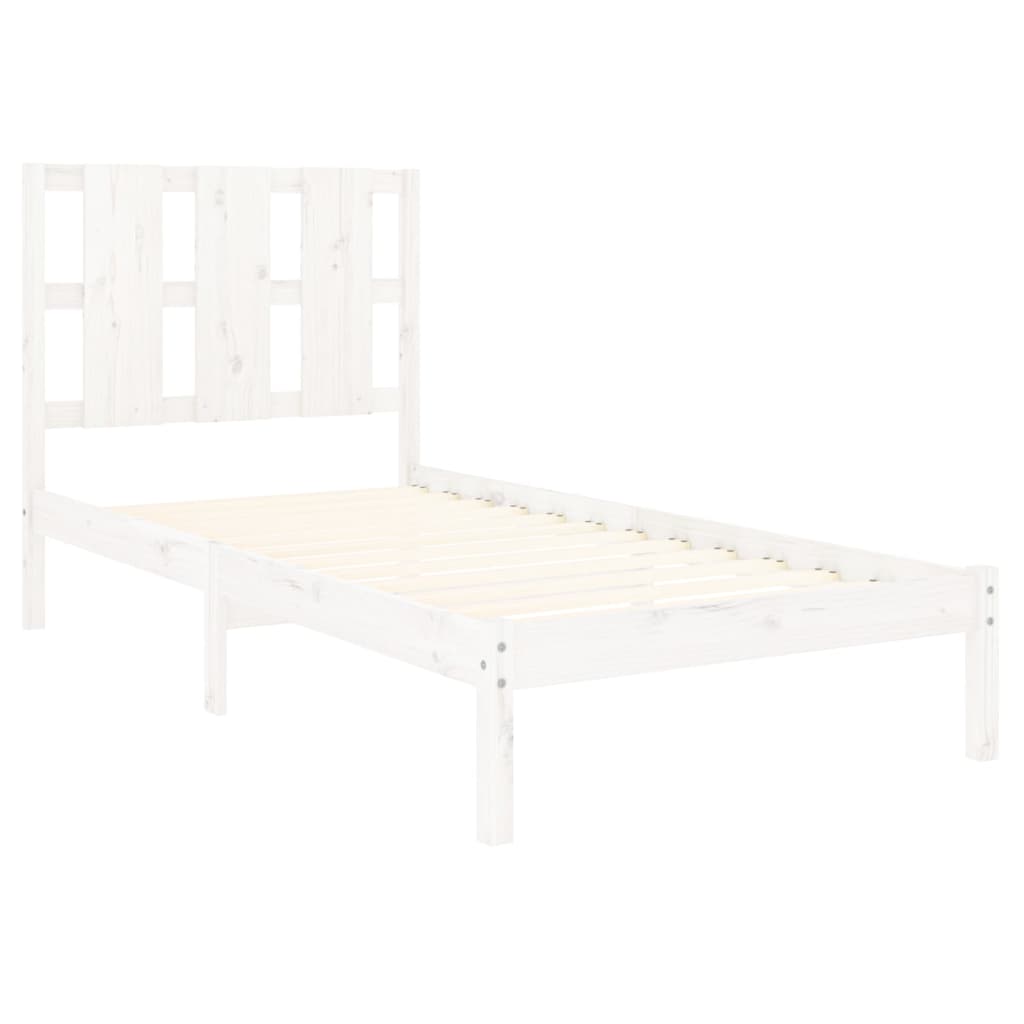 vidaXL Bedframe massief hout wit 75x190 cm