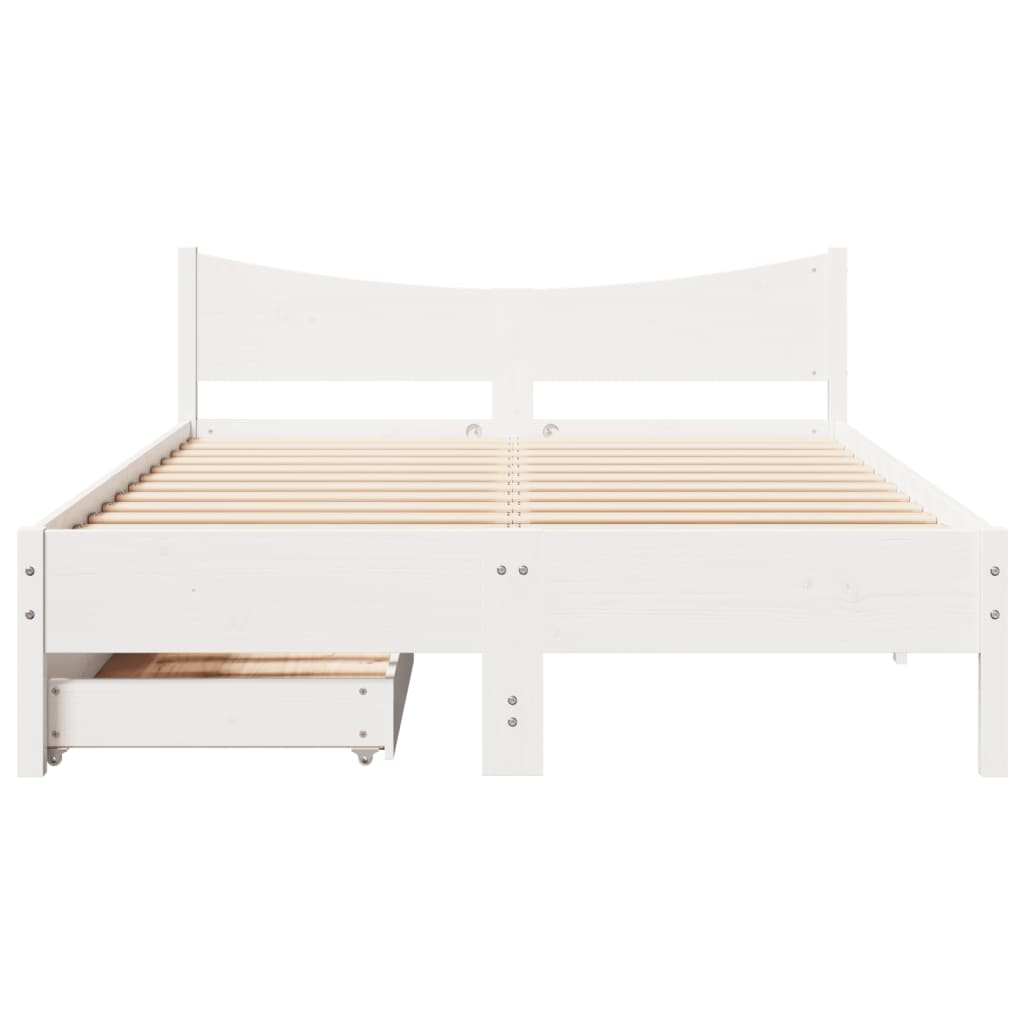 vidaXL Bedframe met lades massief grenenhout wit 160x200 cm