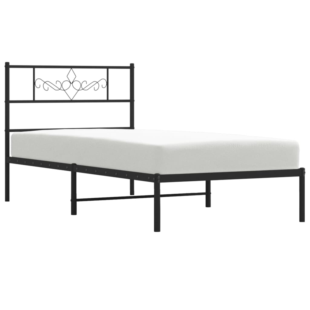 vidaXL Bedframe met hoofdbord metaal zwart 100x200 cm