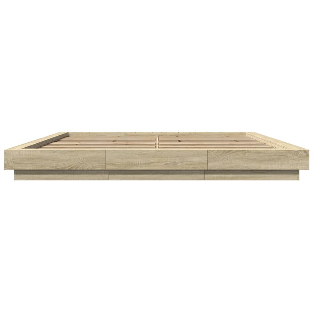 vidaXL Bedframe bewerkt hout sonoma eikenkleurig 200x200 cm