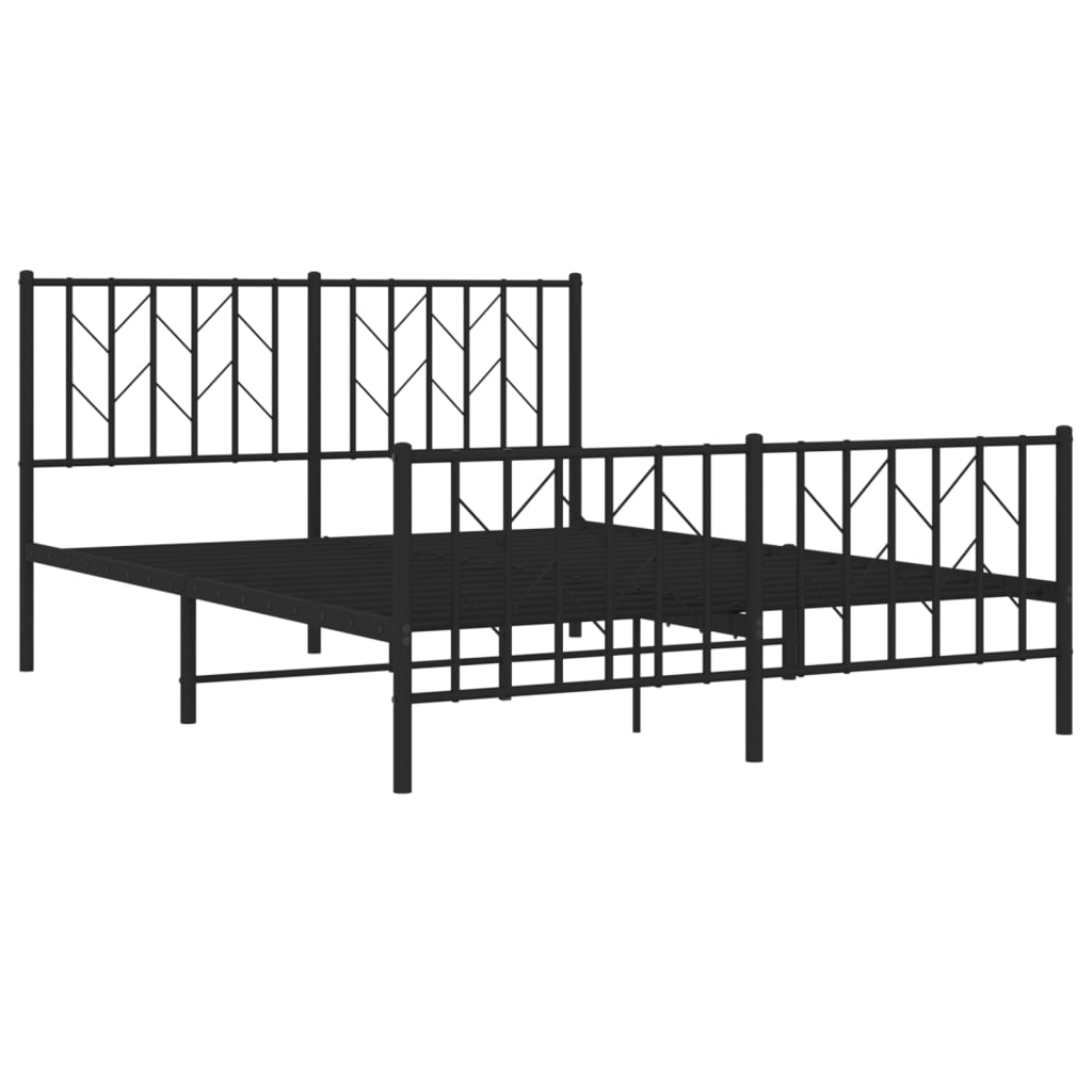 vidaXL Bedframe met hoofd- en voeteneinde metaal zwart 140x200 cm