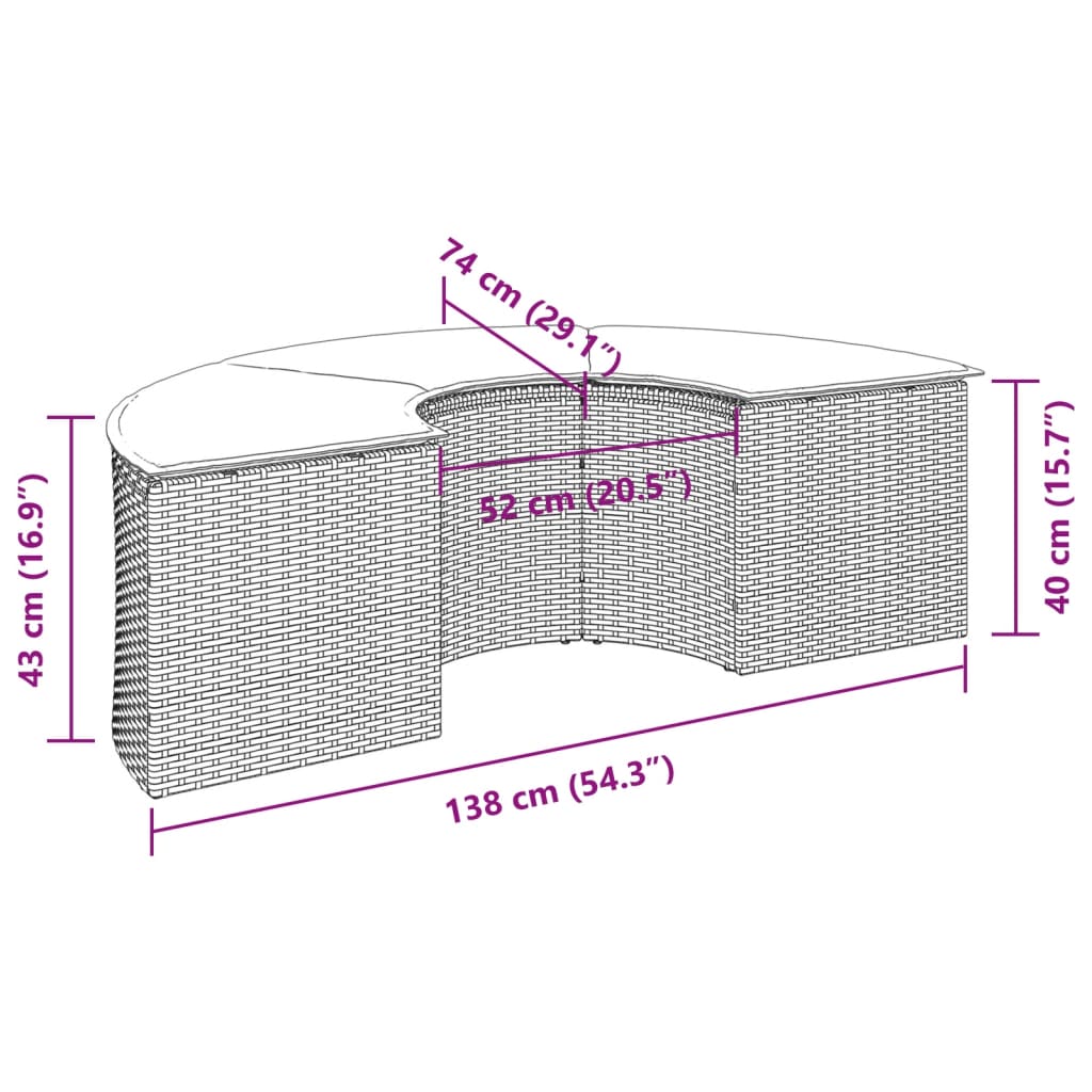 vidaXL Tuinvoetenbank met kussen poly rattan grijs