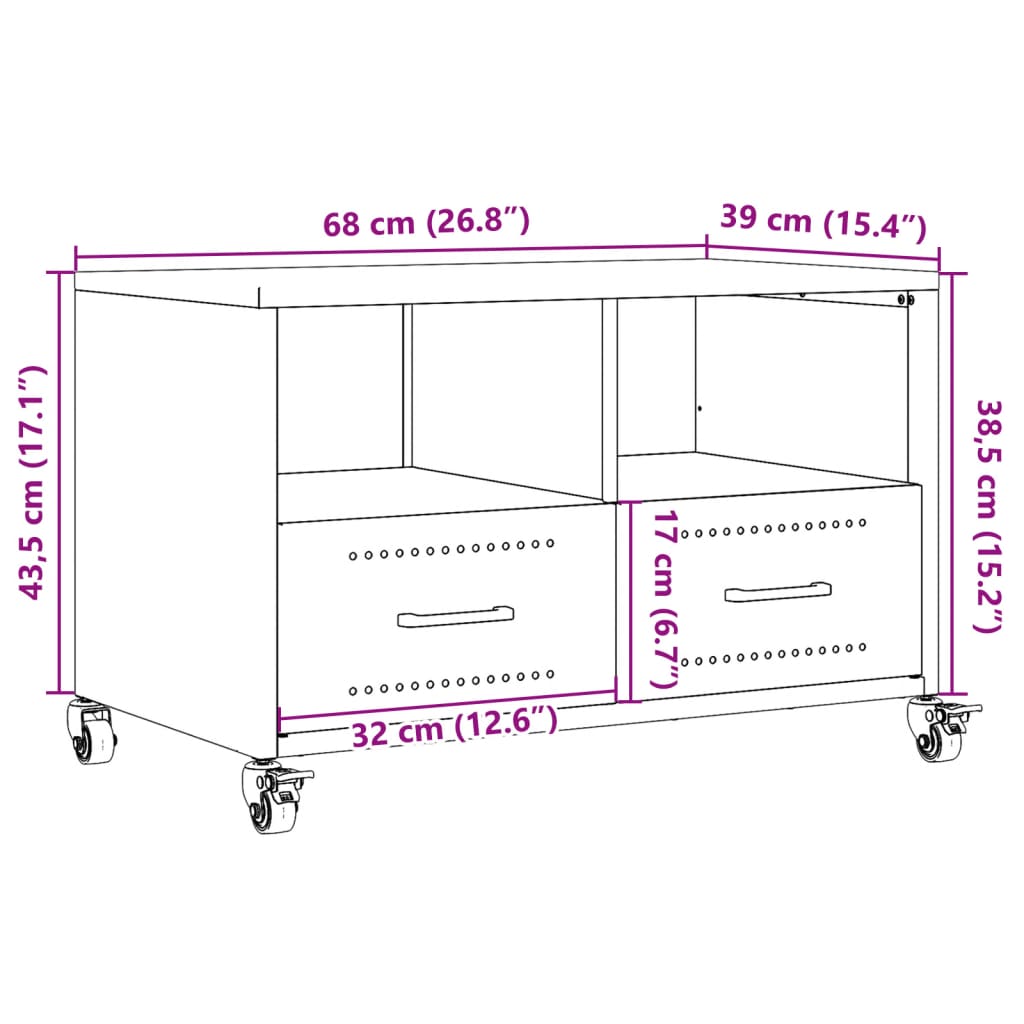 vidaXL Tv-meubel 68x39x43,5 cm staal mosterdgeel