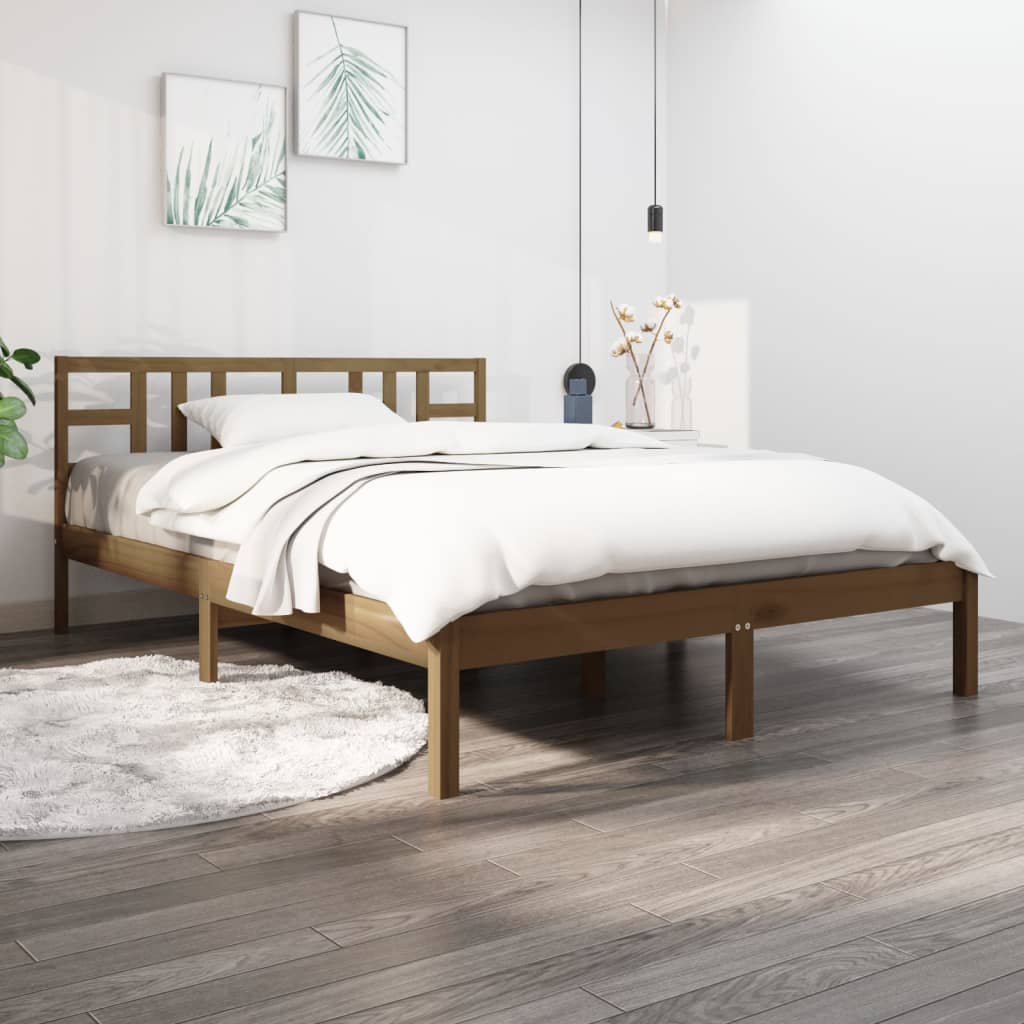 vidaXL Bedframe massief hout honingbruin 200x200 cm