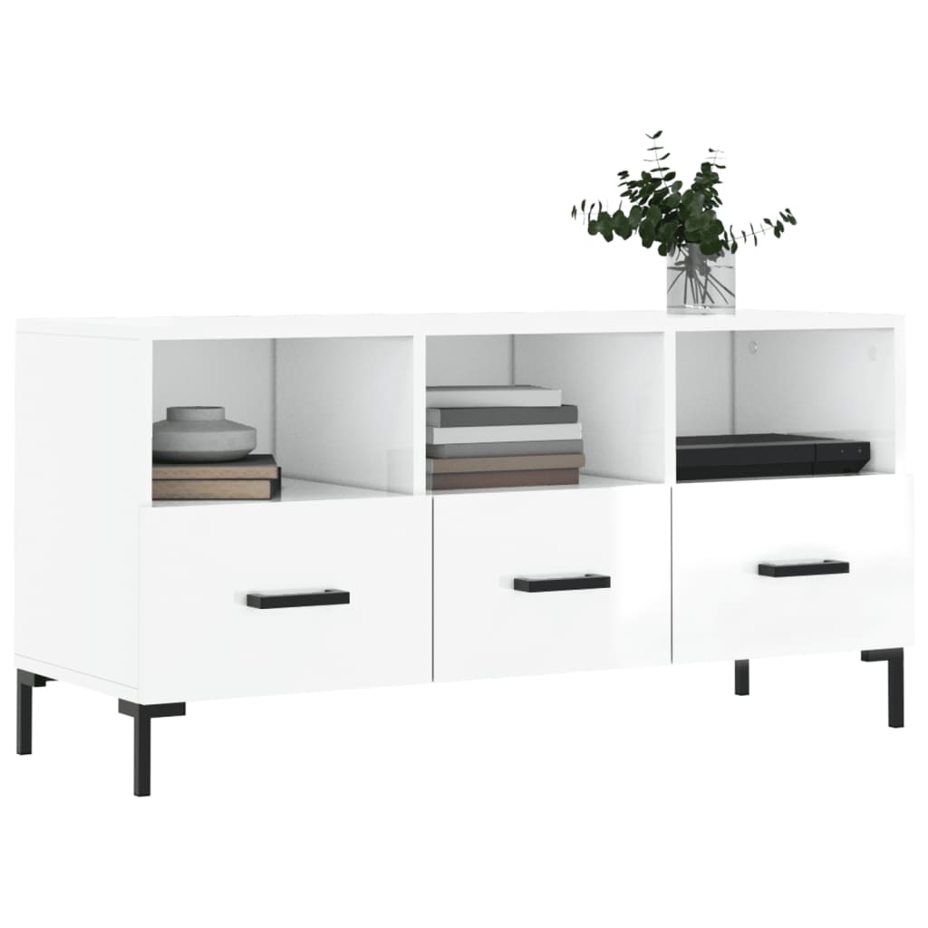 vidaXL Tv-meubel 102x36x50 cm bewerkt hout hoogglans wit