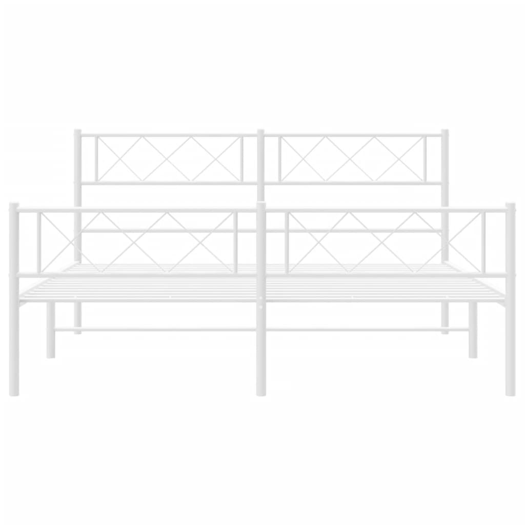 vidaXL Bedframe met hoofd- en voeteneinde metaal wit 160x200 cm