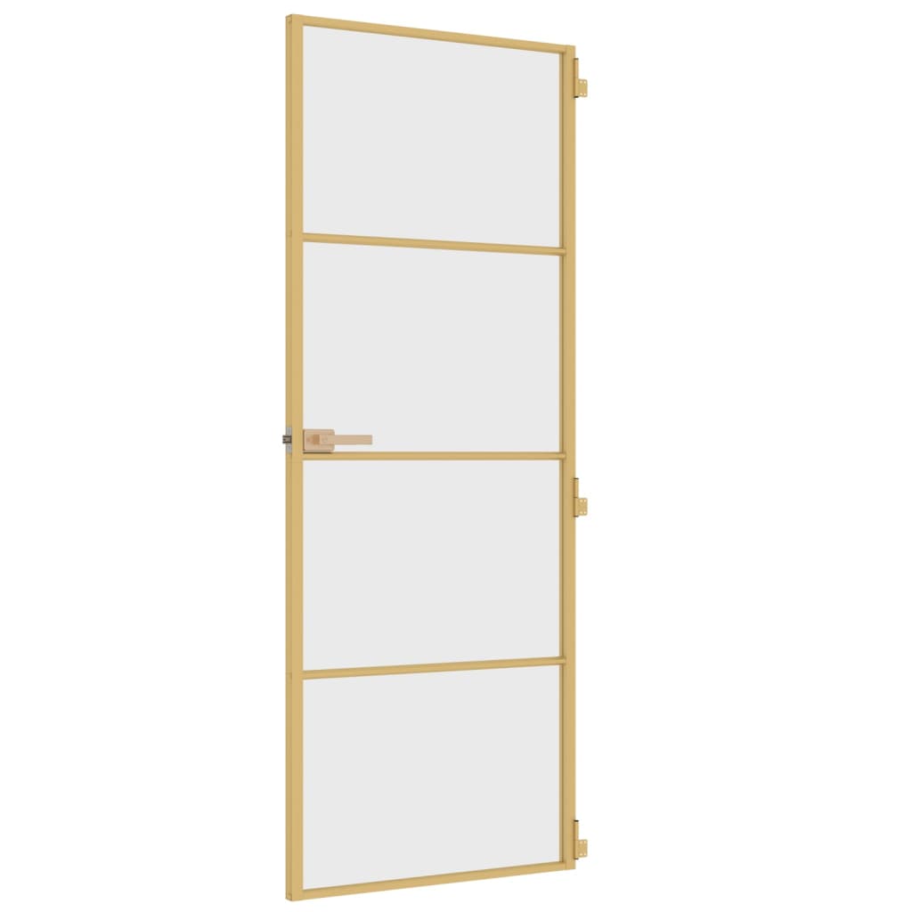 vidaXL Binnendeur smal 76x201,5 cm gehard glas en aluminium goudkleur