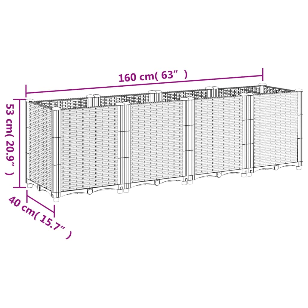 vidaXL Plantenbak 160x40x53 cm polypropeen wit