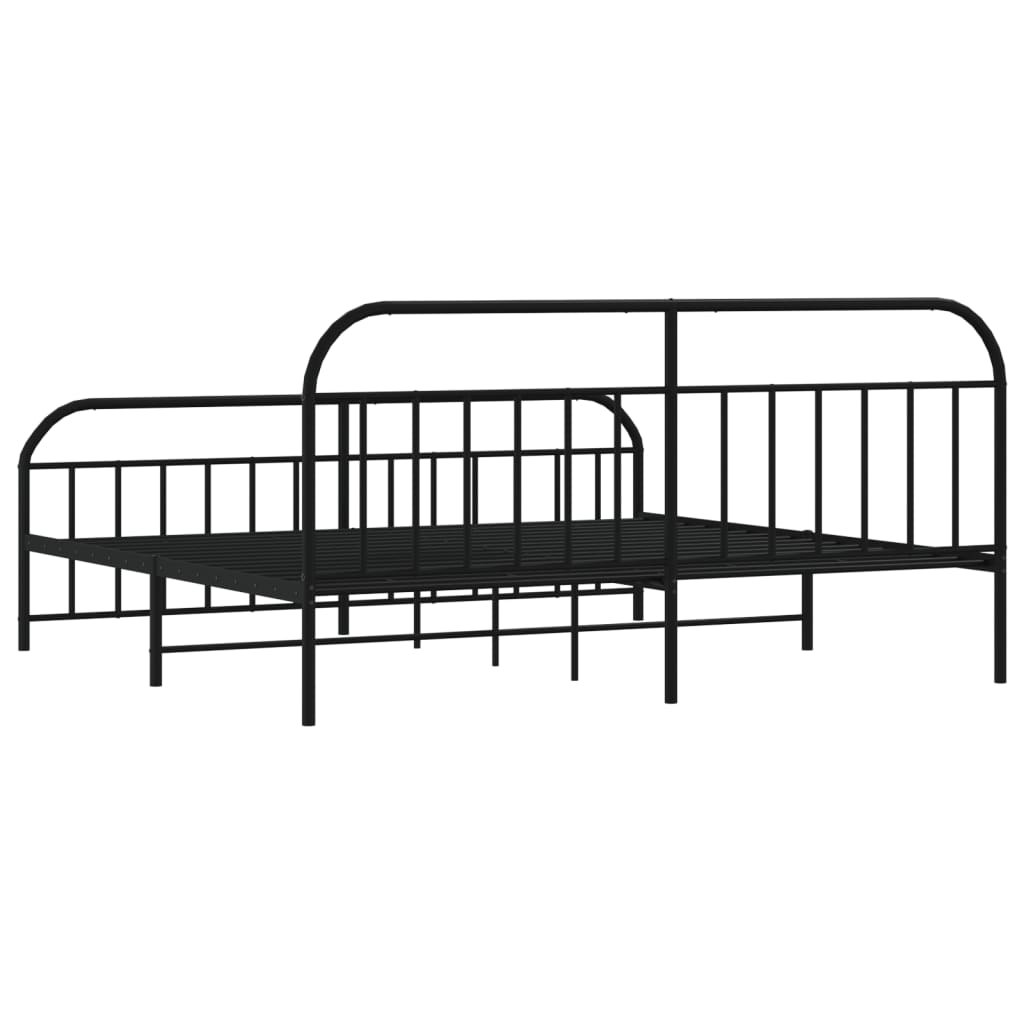 vidaXL Bedframe met hoofd- en voeteneinde metaal zwart 193x203 cm