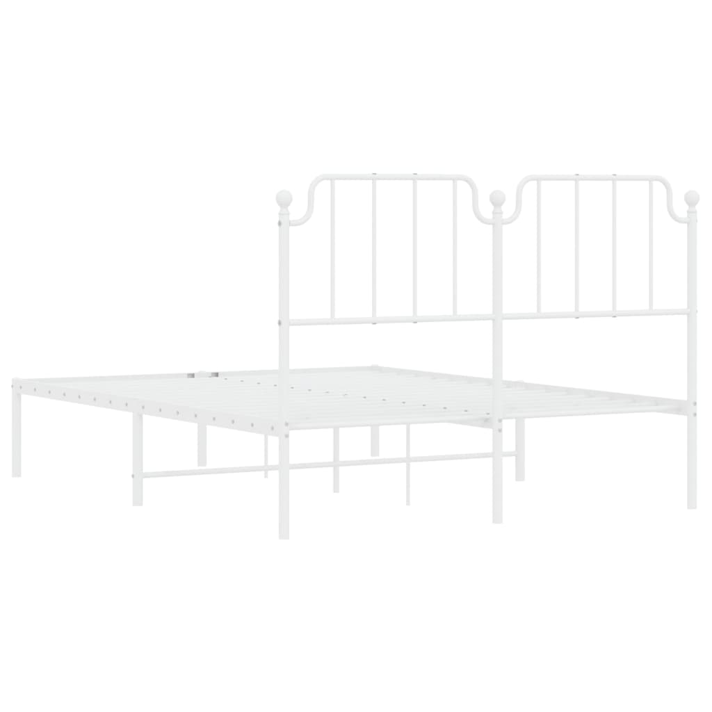 vidaXL Bedframe met hoofdbord metaal wit 140x190 cm