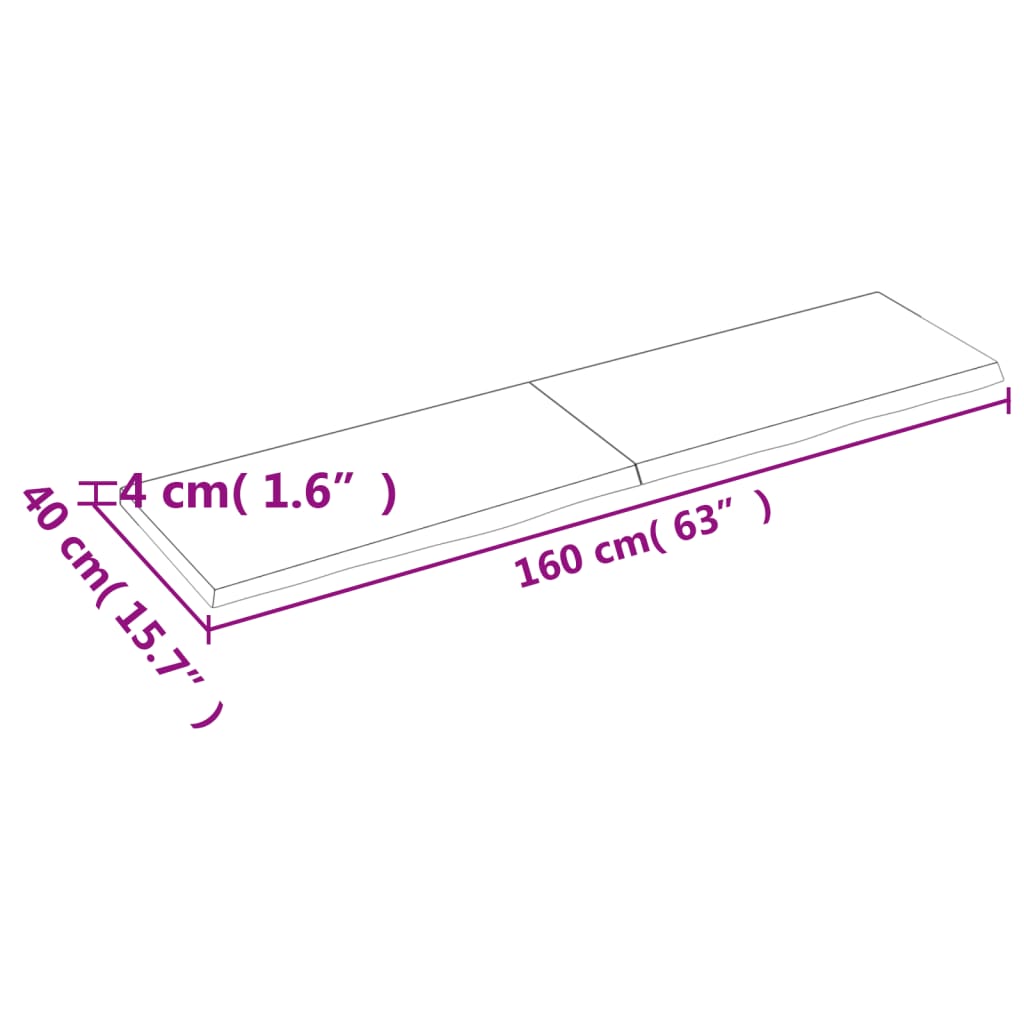 vidaXL Wandschap 160x40x(2-4) cm onbehandeld massief eikenhout