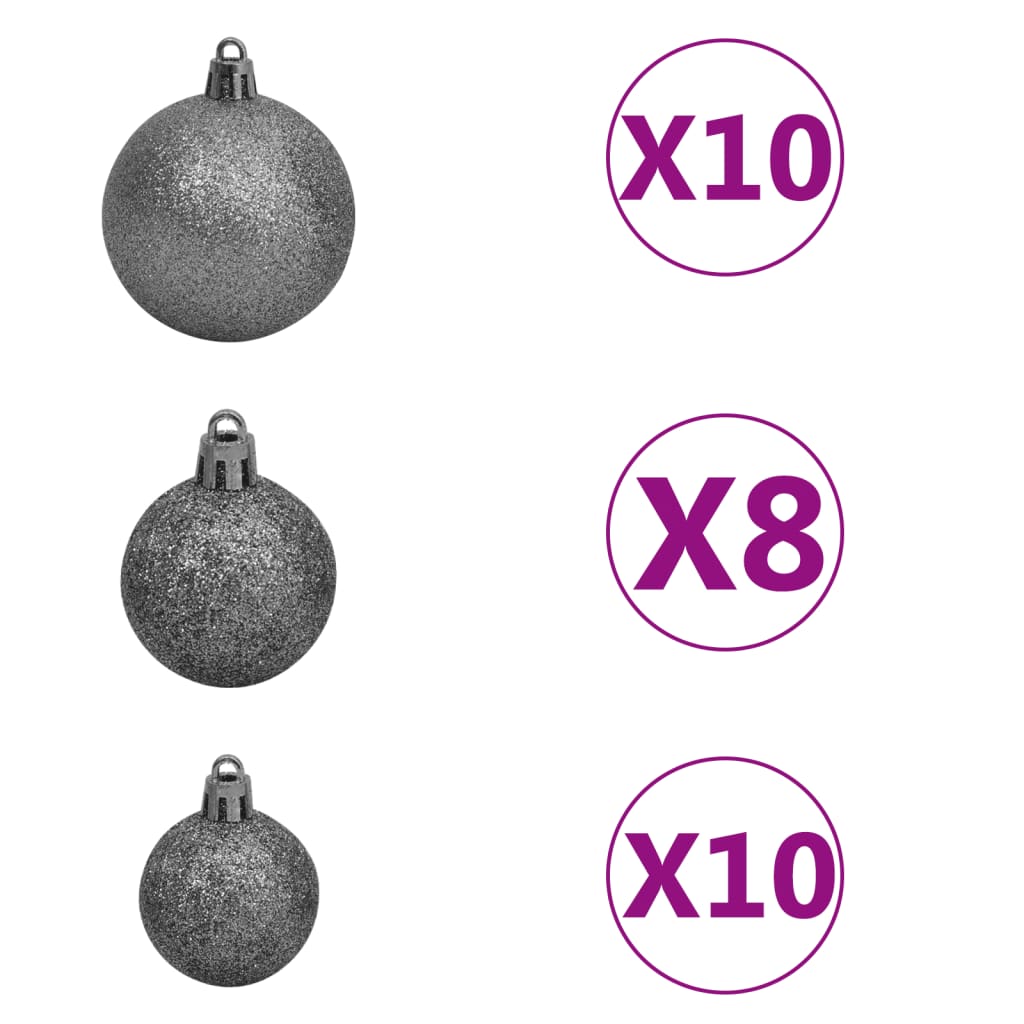 vidaXL Kunstkerstboom met scharnieren 300 LED's en kerstballen 210 cm