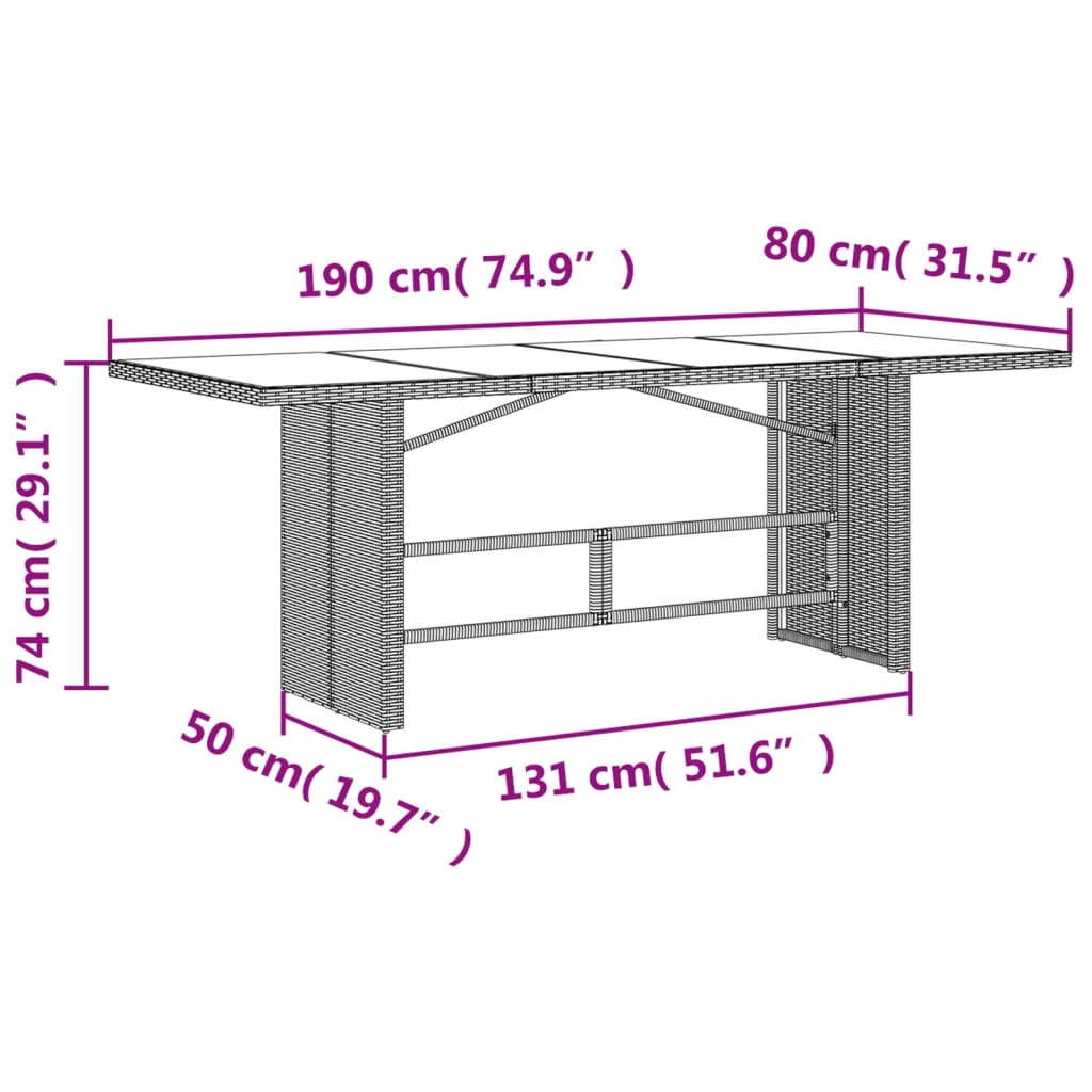 vidaXL 9-delige Tuinset poly rattan zwart