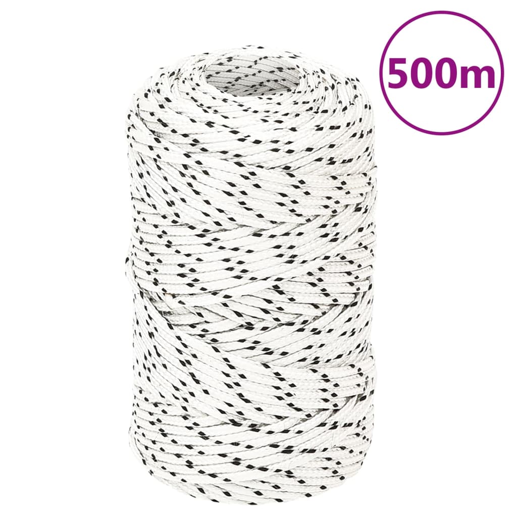 vidaXL Boottouw gevlochten 2 mm x 500 m polyester wit